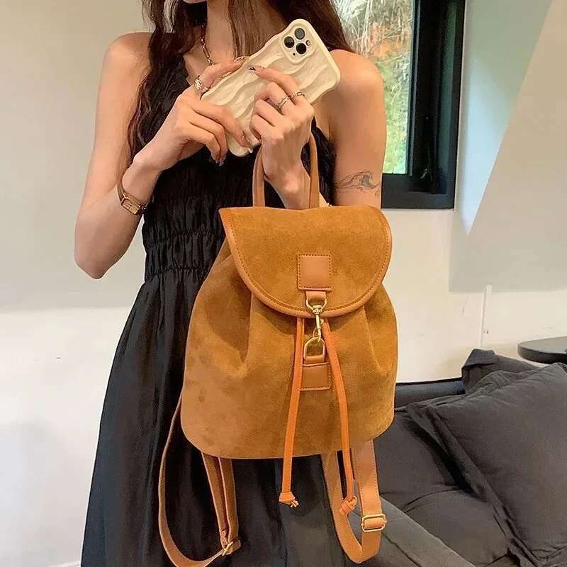 Vintage Veet Women 2025 Fashion Casual Backpack All-Match Portable Bucket Bag Girls Schoolbag Large Capacity Handbag