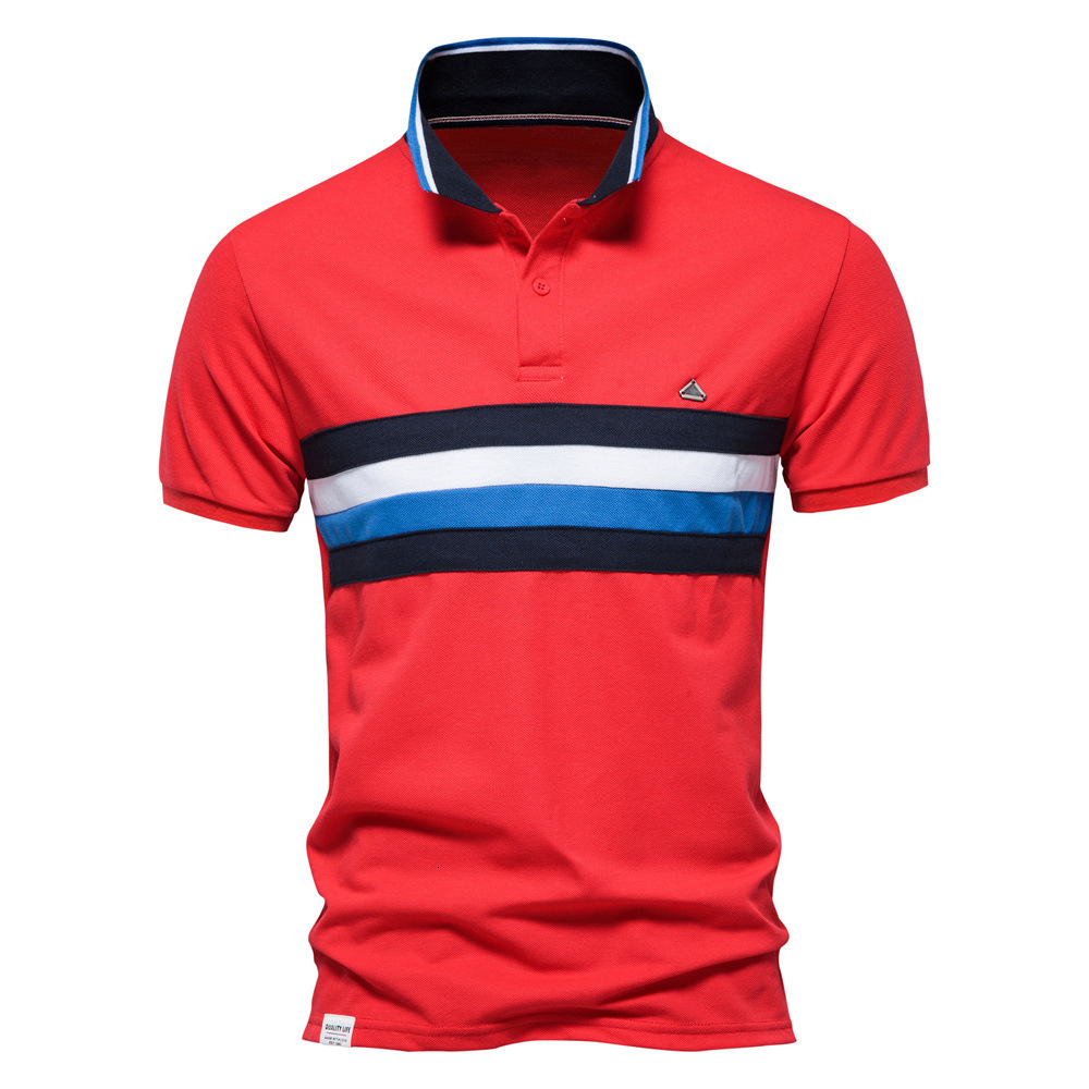 Shirt Commuter Half Sleeve Collar Stripe Polo Fashion Business Men's T-shirt tracksuit