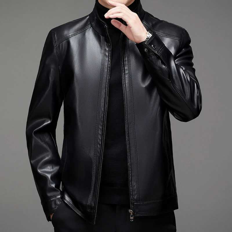 2024 Autumn and Winter New High Quality Fashion Mens Lapel Motorcycle Leather Coat Slim Stylish Mens Leather Coat M-7XLT250311