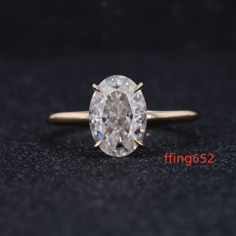 Starsgem Classic Design Oval Crushed Ice Cut 2ct Moissanite Solitarie Prong Setting Moissanite Engagement Ring