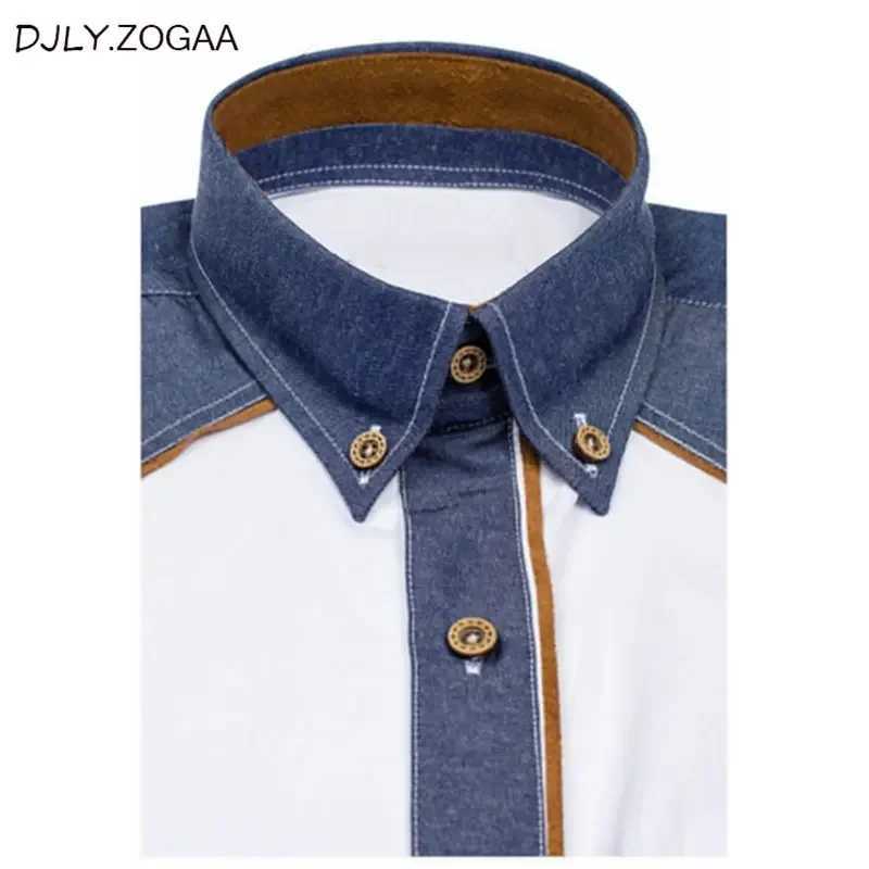 ZOGAA Mens Shirts Fashion Denim Short Sleeve Formal Shirts Mens Casual Summer Clothing Tops Slim Cotton Plus Size Male Shirts W250312