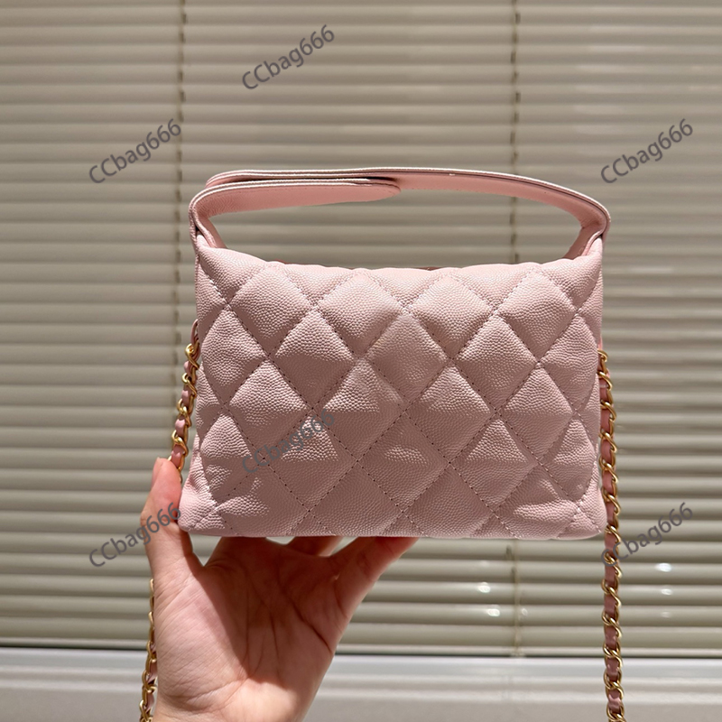 25S Calfskin Hobos Bag Women Designer Shoulder Bag Luxury Caviar Leather with Gold Metal Adjustable Handle Tote Bags Cross Body Handbag Makeup Bag Purse Sac 19X11cm