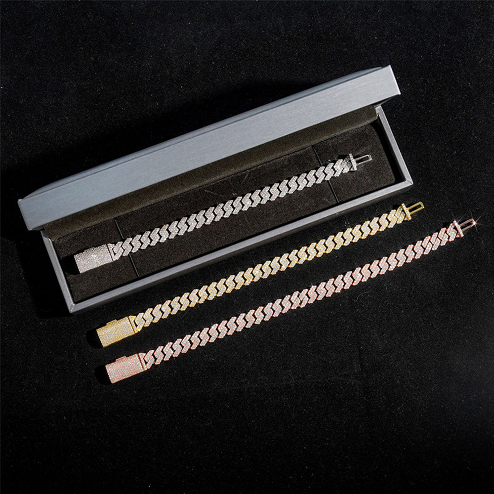 10mm 2 Rows Moissanite Cuban Chain Necklaces For Women S925 Silver Iced Out Chain Pass Diamonds Tester Hip Hop Goth Jewelry