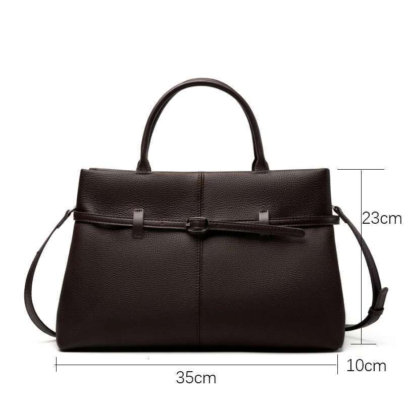 Donna-in Leather Top Handle Tote Bag for Work First Layer Full Grained Cowhide Handbag Sier Hardware with Shoulder Strap