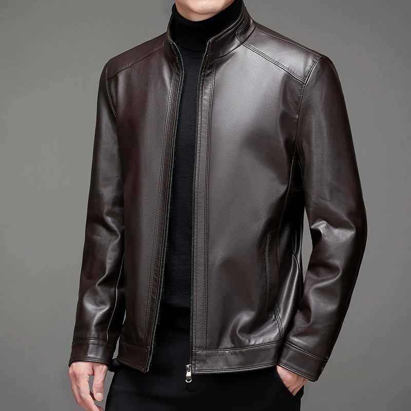 2024 Autumn and Winter New High Quality Fashion Mens Lapel Motorcycle Leather Coat Slim Stylish Mens Leather Coat M-7XLT250311