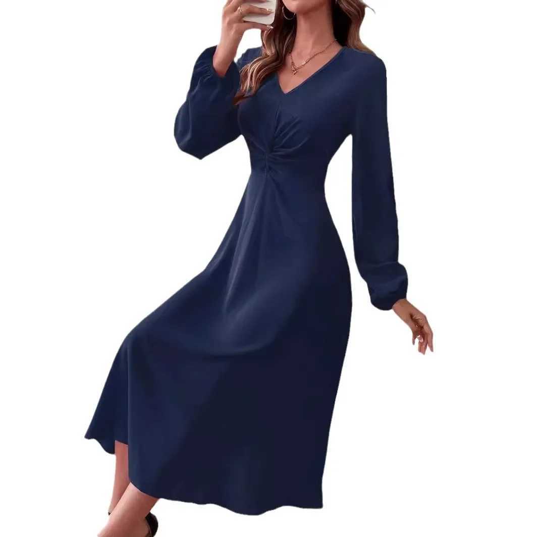 Maternity Dresses Dress Pregnant Women Autumn V-neck Solid Color Elegance Dress Antern Long-sleeve Hot Mammy Close-fitting SkirtT250311