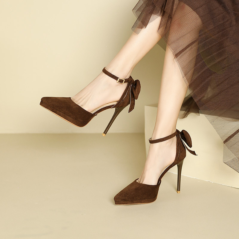 Designer sandals 1088-18 Hollow Bow High Heels Women's 2025 Summer New classics Pointed Fine Heels Waterproof Platform High Heels Sandals