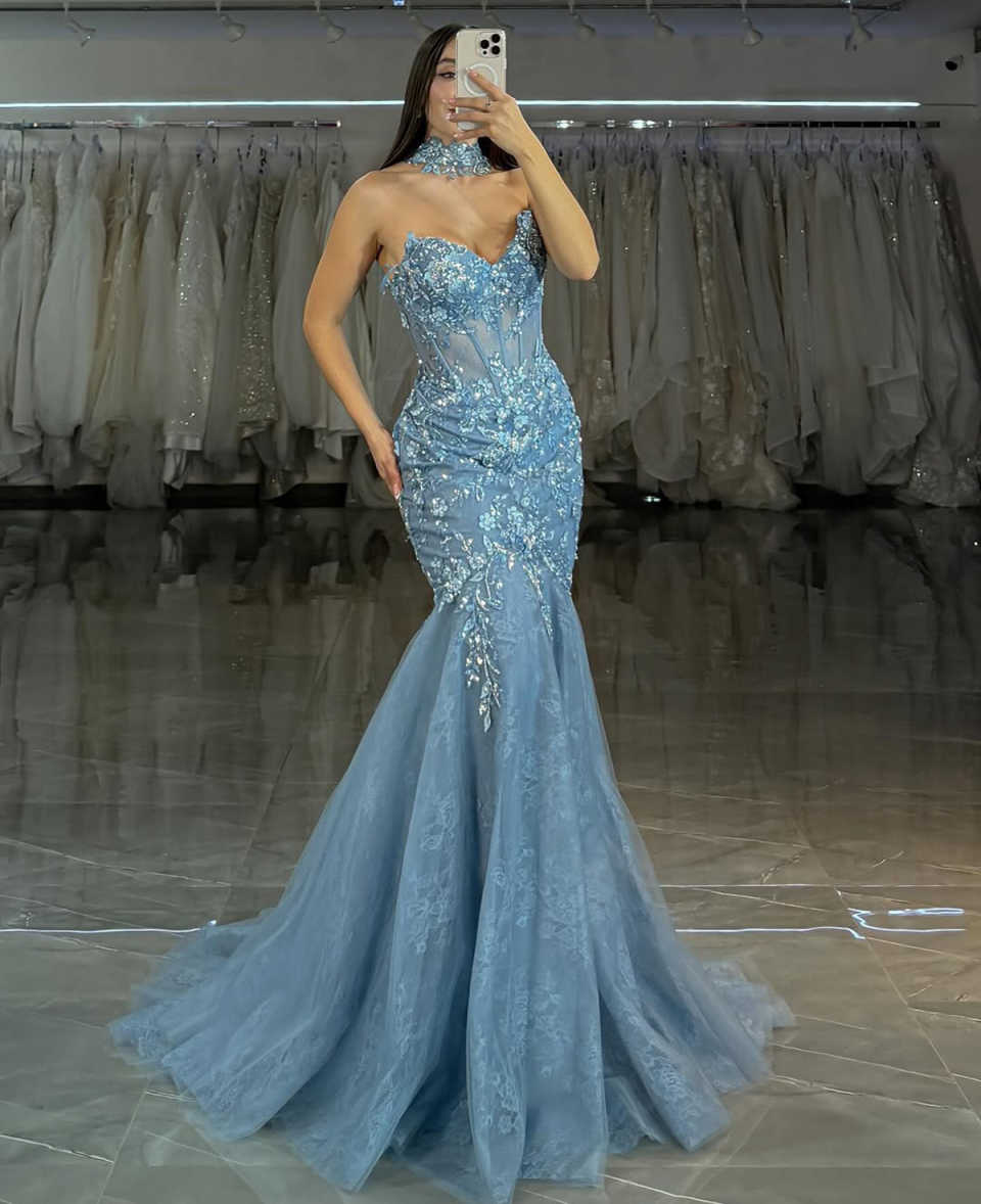 Gorgeous Prom Dresses Off The Shoulder Crystal Appliques Length Side High Split Custom Made Plus Size Party Dress Vestido De Noite
