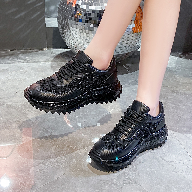 Women Luxury Genuine Leather Shoes New Rhinestone Women Sneakser Diamond Breathable Casual Designer Sneakers zapatillas mujer Non slip Lace up Casual 