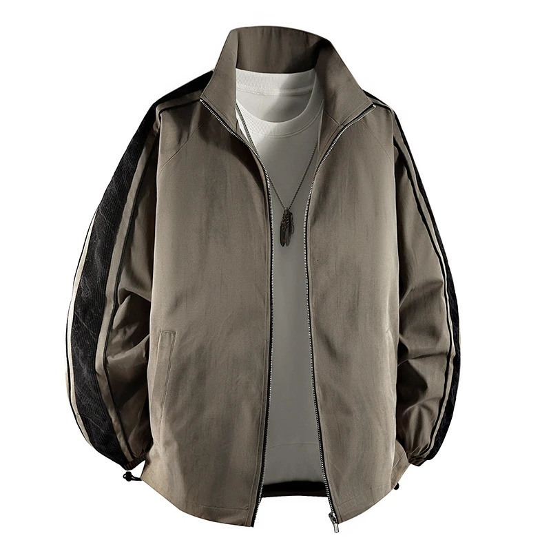 Spring Autumn Mens Windbreaker Jackets Korean Fashion Windproof Outdoor Stripe Side Stand Collar Loose Coat Big Size 8XL 250312