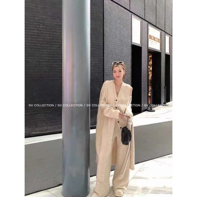 Maillard European British Style Long Sweater 2024 Autumn/Winter Design Sense Coat Two-Piece Set