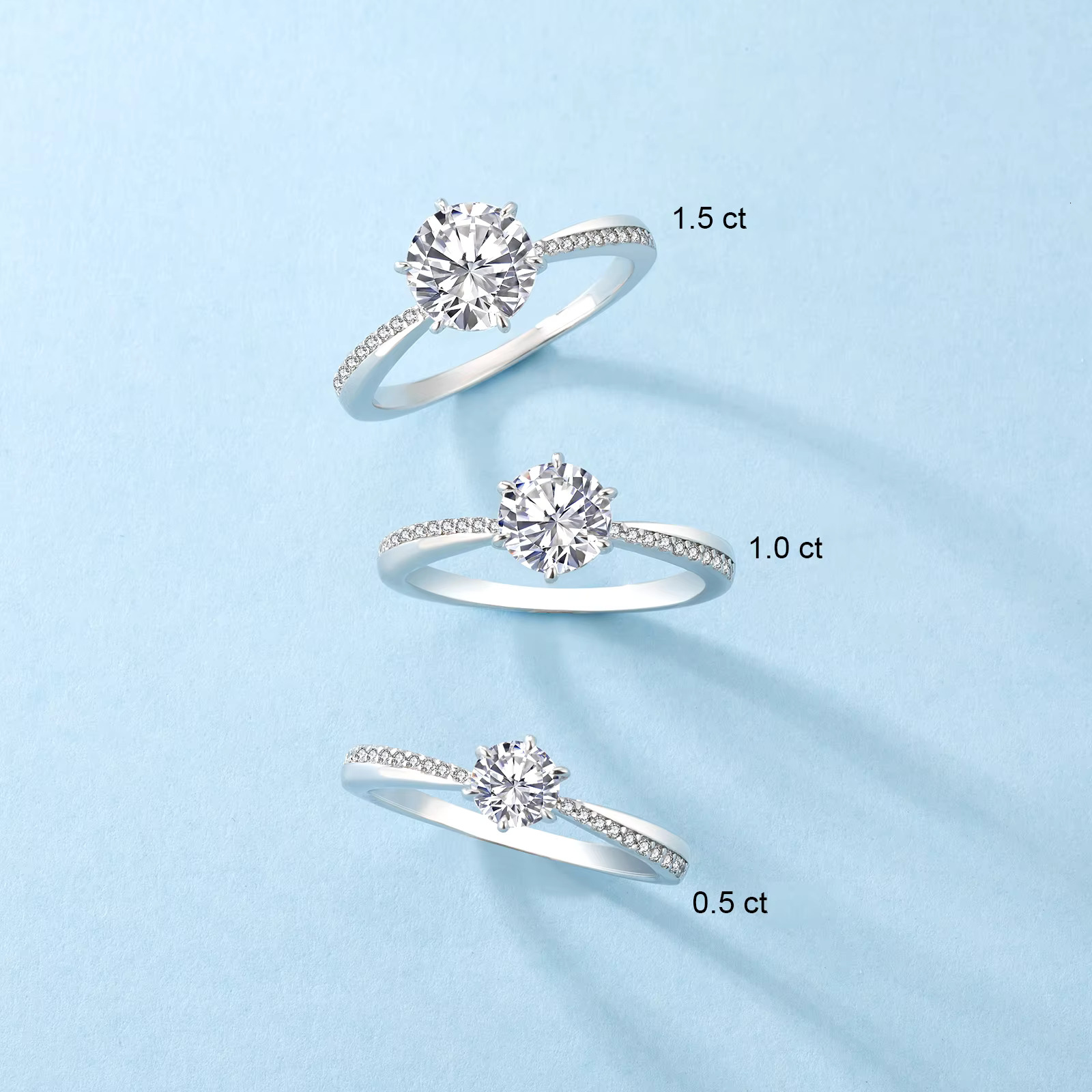 Moissanite Jewelry 925 Sterling Silver Moissanite Ring Round White Heart Vvs Diamond Engagement Moissanite Rings for Women
