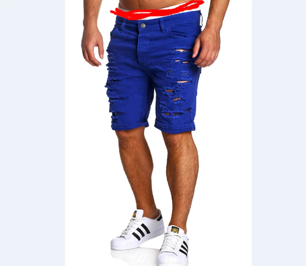 Fashion Men Boy Skinny Runway Straight Short Denim Pants Destroyed Ripped Jeans Shorts Plus Size 250312
