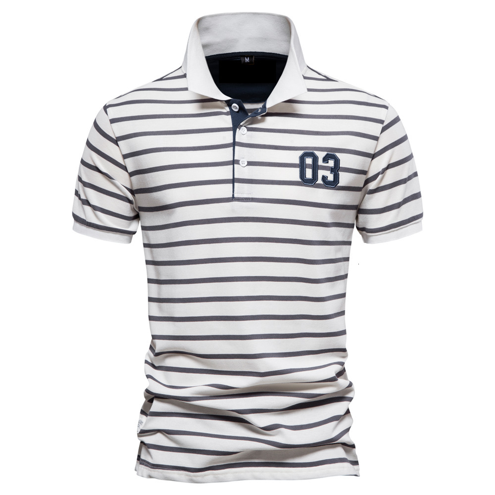 2025 Spring/Summer New European Stripe Short Sleeve t shirt Fashion Casual Men's Polo Collar Cotton Top tracksuit