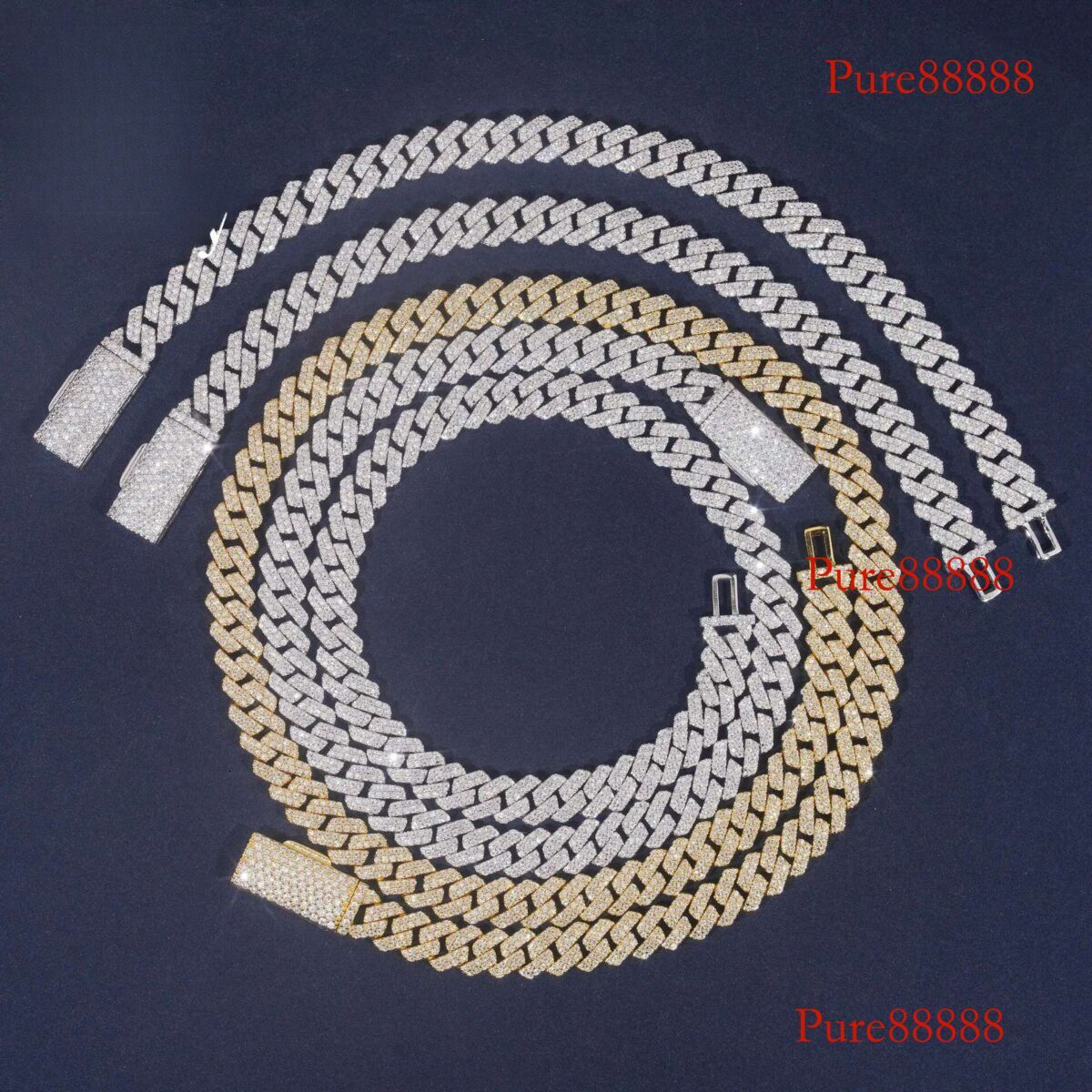 Fast shipping hip hop jewelry for men women custom sterg sier Iced out 8mm moissanite cuban k chain