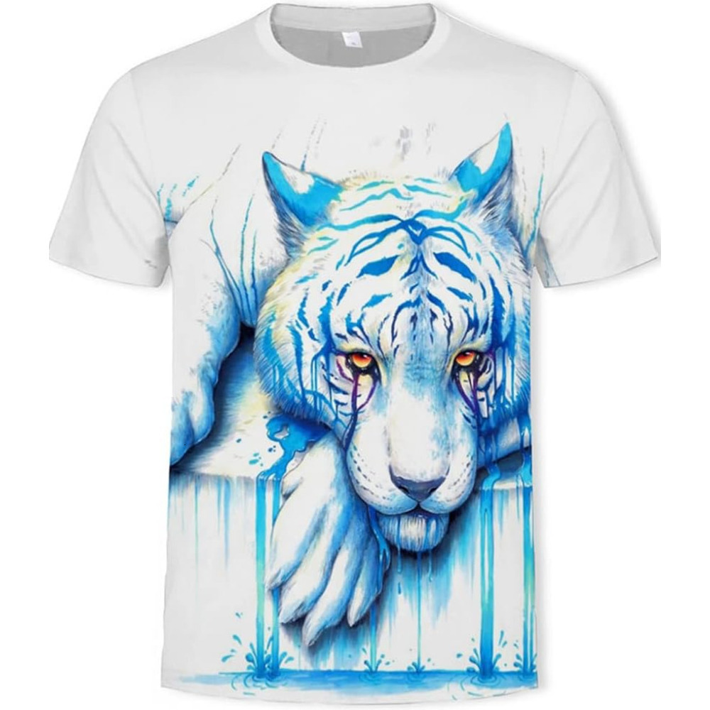 Mens T shirt Men's Summer Casual Tiger Tattoo T-Shirt, Vikings 3D Digital Print Tiger Pattern Short Sleeve tee Casual tops summer clothes