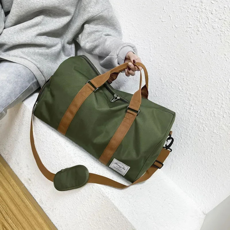 Waterproof Outdoor Sports Fitness Bag Lightweight Short Distance Travel Luggage Solid Color Oxford Cloth Handbag 250311