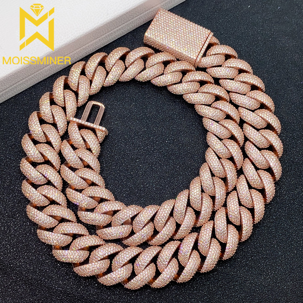 20mm Five Rows Of Moissanite Cuban Chain Bracelet Necklace S925 Silver Iced Out For Men Hip Hop Jewelry Pass Diamonds Tester