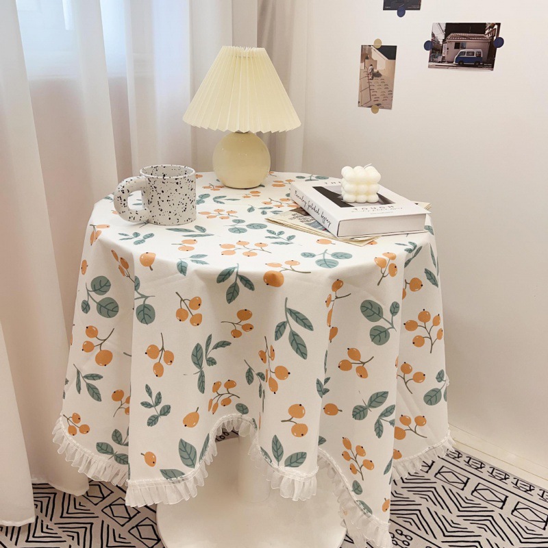 Tassel lace ins style wallpaper girly cartoon floral round table square table student desk pad net red velvet fabric A78E01