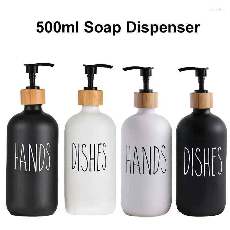 Liquid Soap Dispenser 500ML 2PCS Hand Dish Set Refillable PET Plastic Bottle Shampoo Shower Gel Lotion Empty Container Bathroom