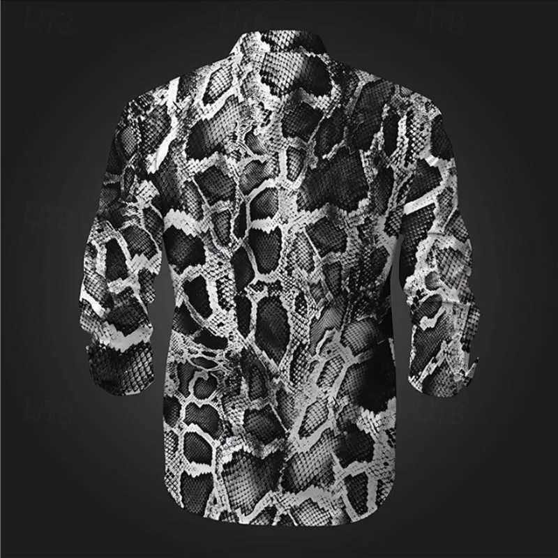 New 3D printed animal pattern snake skin printed shirt for mens sports street cool fashionable comfortable high-definition pattern with multiple optio
