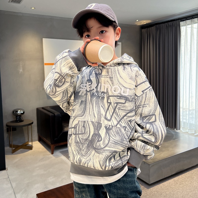 Ddmyshoesvip Boys Trendy Brand Hoodie New Autumn Top Medium And Large Children S Spring Clothing Stylish