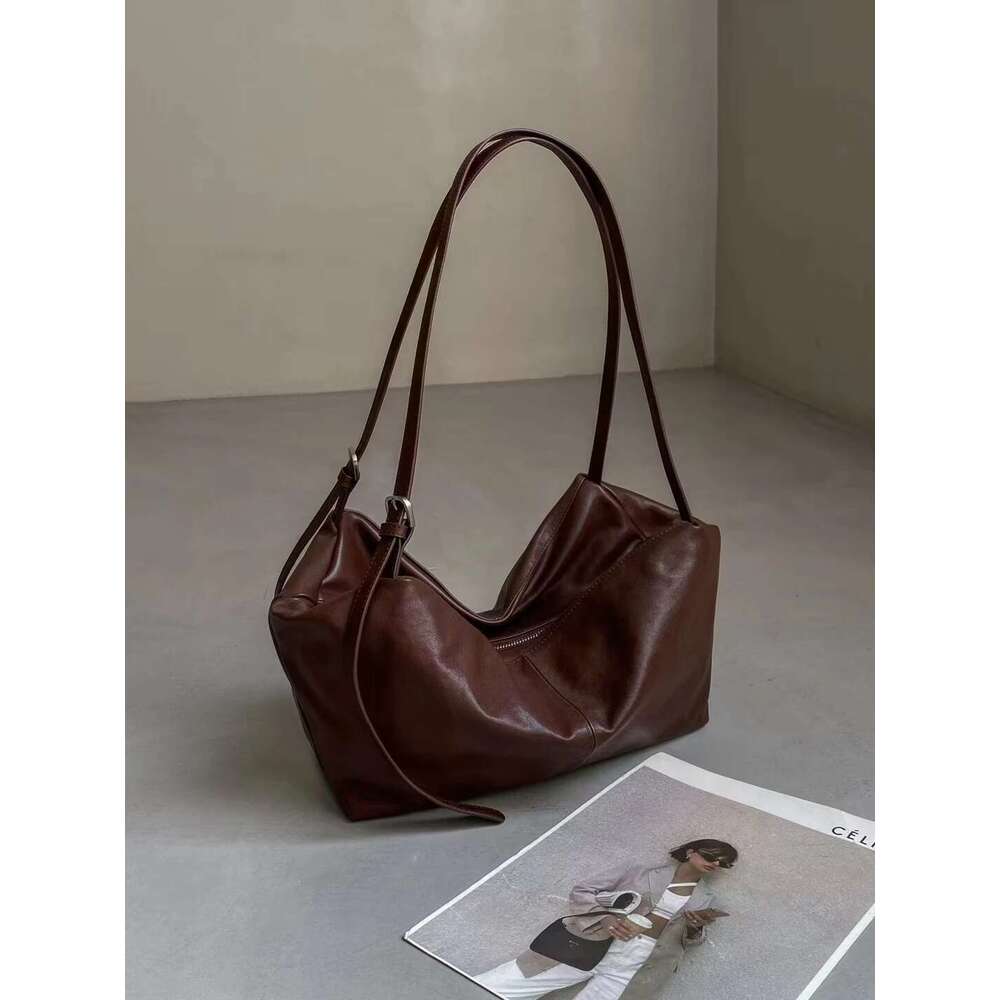 2024 New Fashionable Grain Leather High-end Tote Large Capacity Single Shoulder Armpit Casual Women's Bag