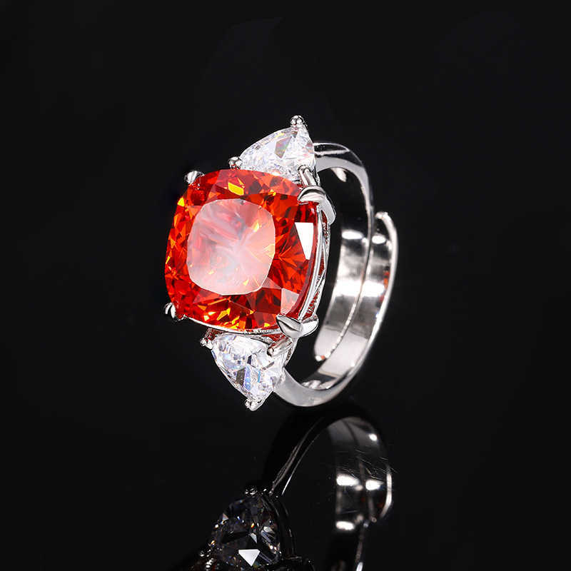 Zhuang Shengsheng Copper Bottom Gold Plated Simulated Birds Nest Cut Orange Red Temperament Set Main Stone 2 * 12 W250312