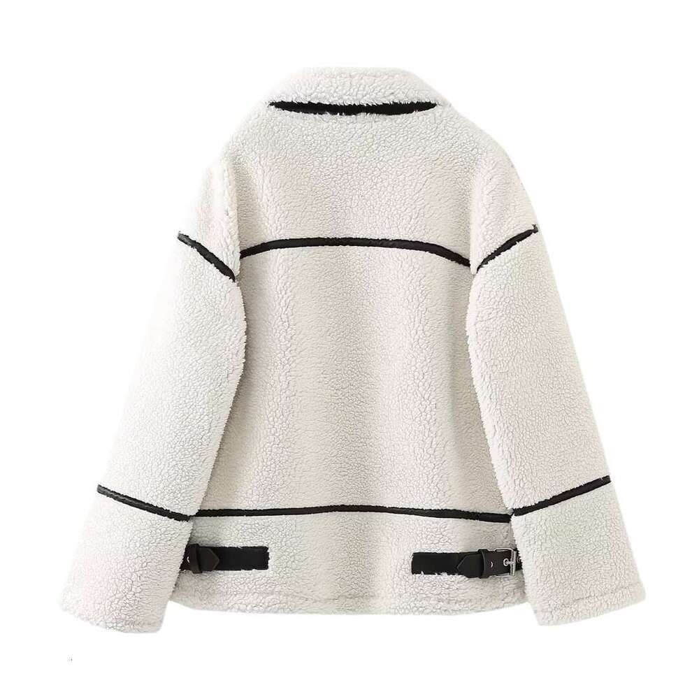 2023 Autumn New Y2k Women's Spliced Lamb Wool One-Piece Jacket, Niche Design Style Jacket
