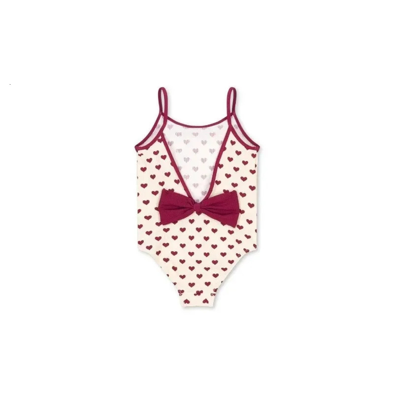 Girl Swimwears Stripe Long Sleeved Swimsuit Bow Baby Girls Swimwear Beach Shorts Kids Vacation Sunscreen Swimsuits 250311