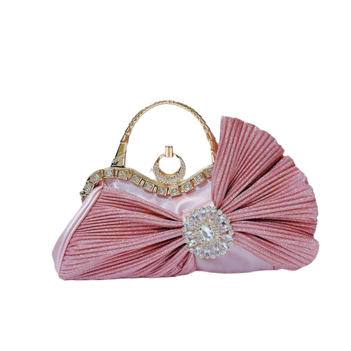French Shiny Handmade Diamond-encrusted Banquet Bag Bow Wedding Party Dress Handbag Bag Women 250311
