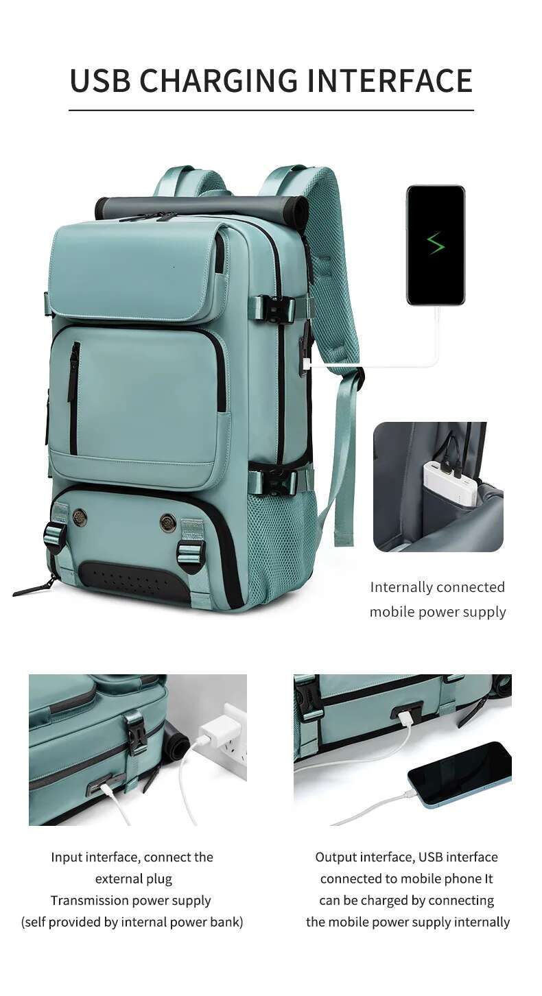 XOKY Large Boardable USB Charging Waterproof Outdoor Travel Backpack Independent Shoe Compartment 8102