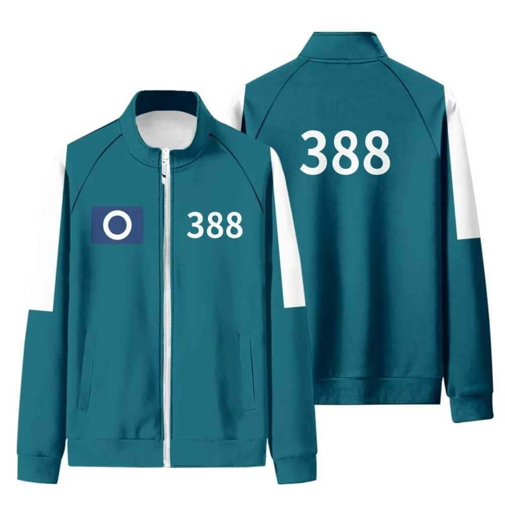 2025 New Korean Movie Digital 456 Zipper Stand Up Collar Jacket Mens and Womens Same Style Sports 2-piece Set