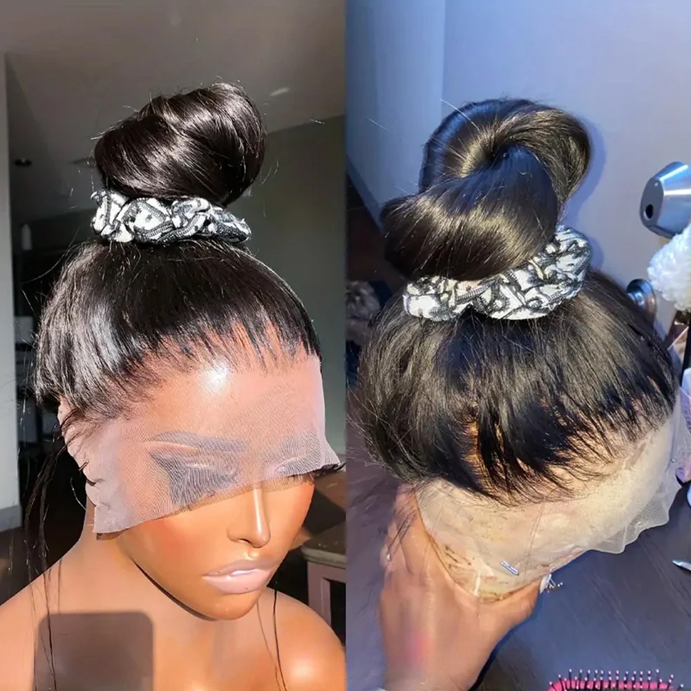 200% Hd Transparent Bone Straight 13x6 Frontal Wigs Brazilian Remy Preplucked 13x4 Lace Front Simulation Human Hair Wig For Women