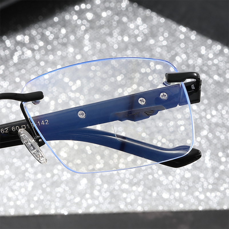 New stylish rimless cut diamond color-changing anti-blue light anti-fatigue men and women models