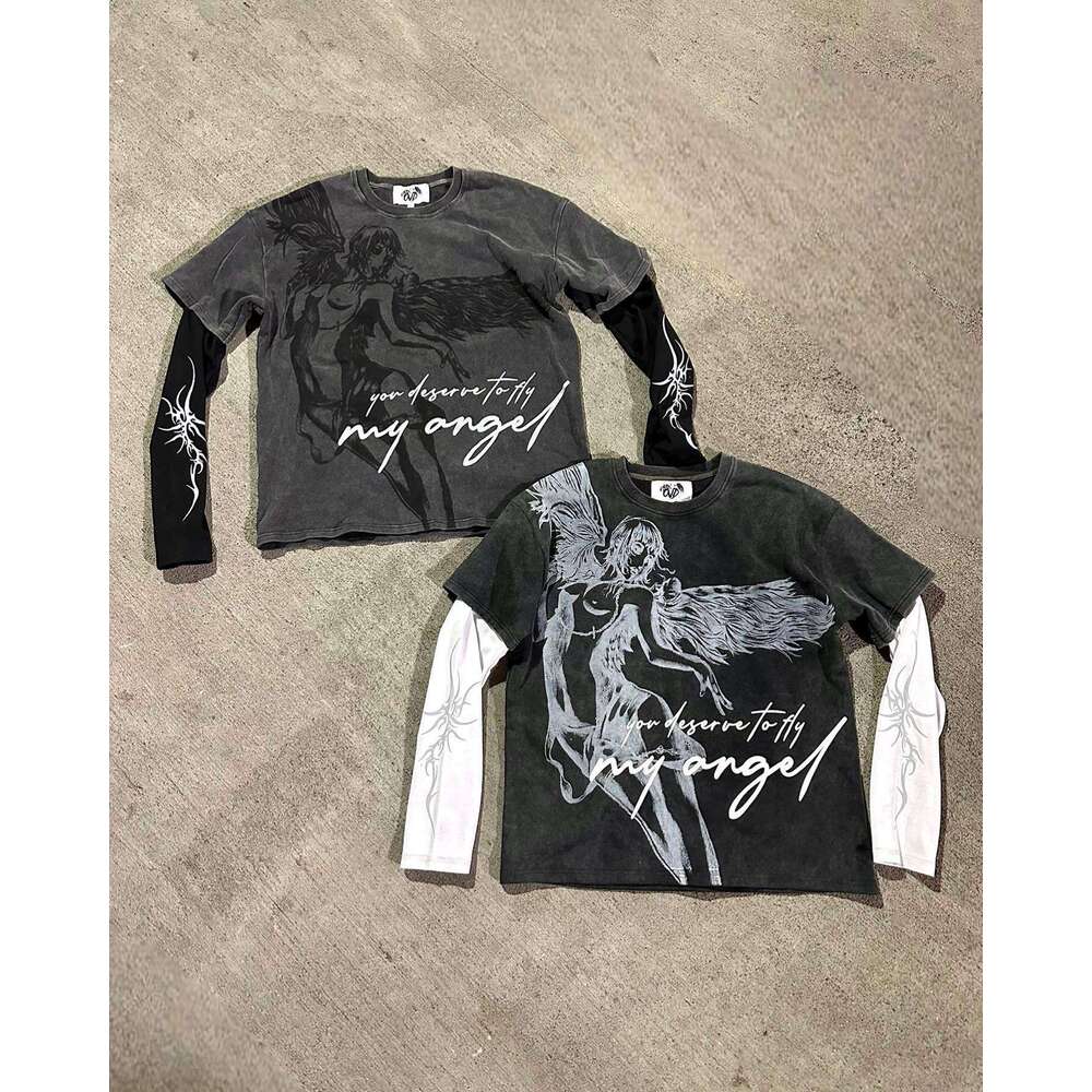 Summer casual oversized summer fashion T-shirt sports long shirt round neck new item fake two-piece old