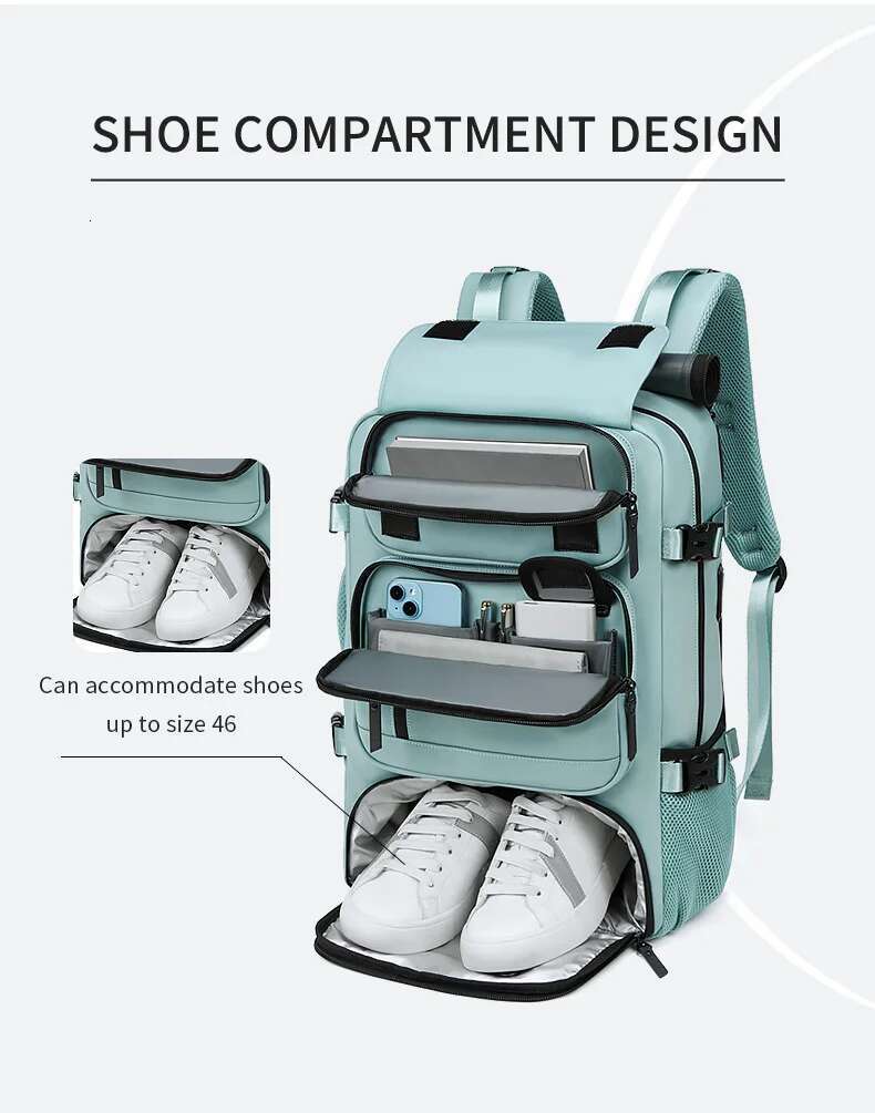 XOKY Large Boardable USB Charging Waterproof Outdoor Travel Backpack Independent Shoe Compartment 8102