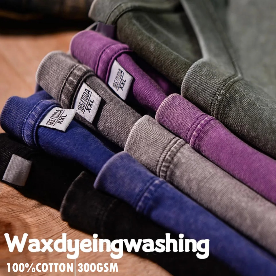 300g Heavy Men Washed Vintage Oversized TShirt Street Hip Hop Punk Tee women Harajuku Casual Cotton Short Sleeve Acid Wash Top 250312