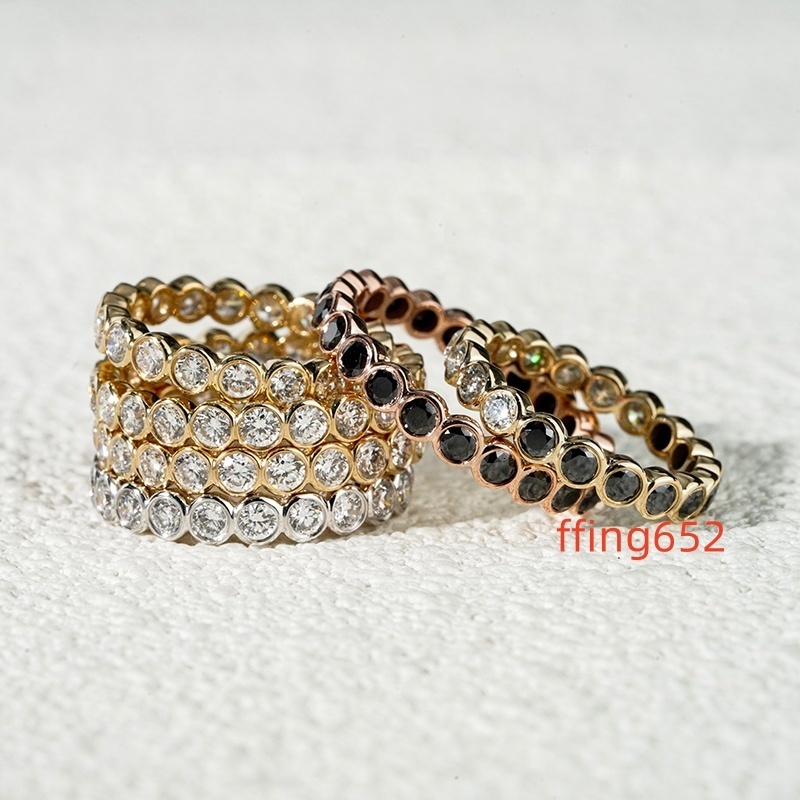 Group Order Starsgem Gold 10K 14K 18k Gold Round Shape Eternity 2.5MM Black Moissanite Eternity Band