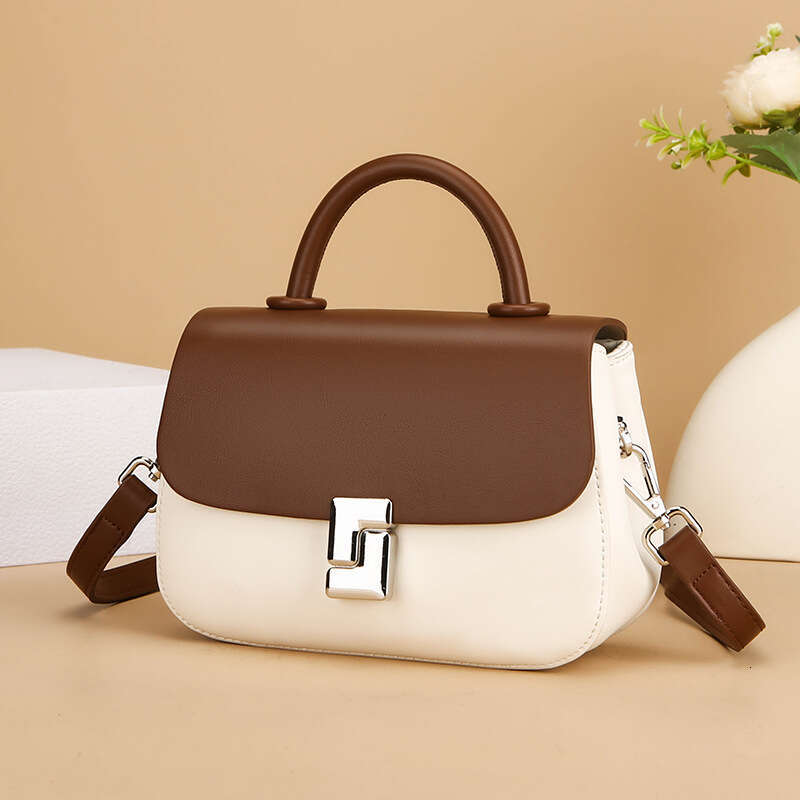 Women's Bags handbag Bag autumn new style temperament saddle niche high-end sense contrasting color crossbody popular versatile bag for women