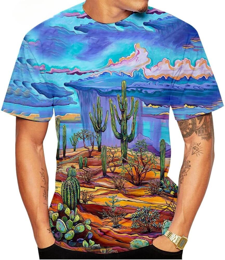 Mens T shirt Summer Fashion Men Women T Shirt 3D Printed Short Sleeve Cactus Pattern T-Shirt tee Casual tops summer clothes cactus