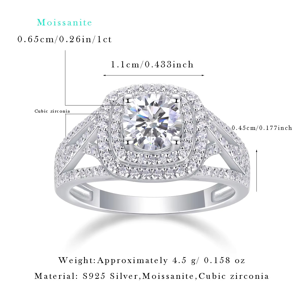 Jiuzuan Jewelry Factory Wholesale Iced Out Ring Moissanite Diamond Engagement Sterling Silver 925 Moissanite Ring R231113378-65