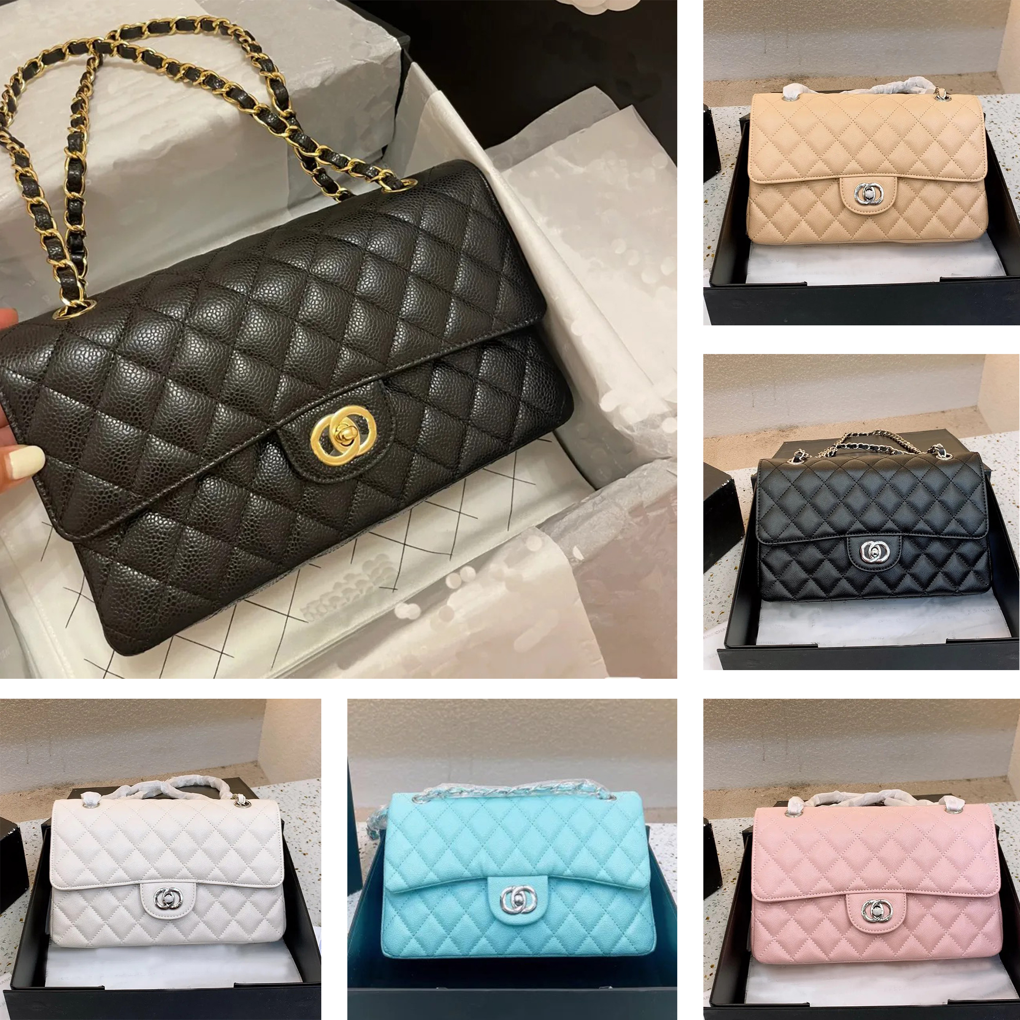 shoulder bag designer bag crossbody bag classic CF caviar bag versatile and fashionable cowhide small fragrant style crossbody shoulder bag