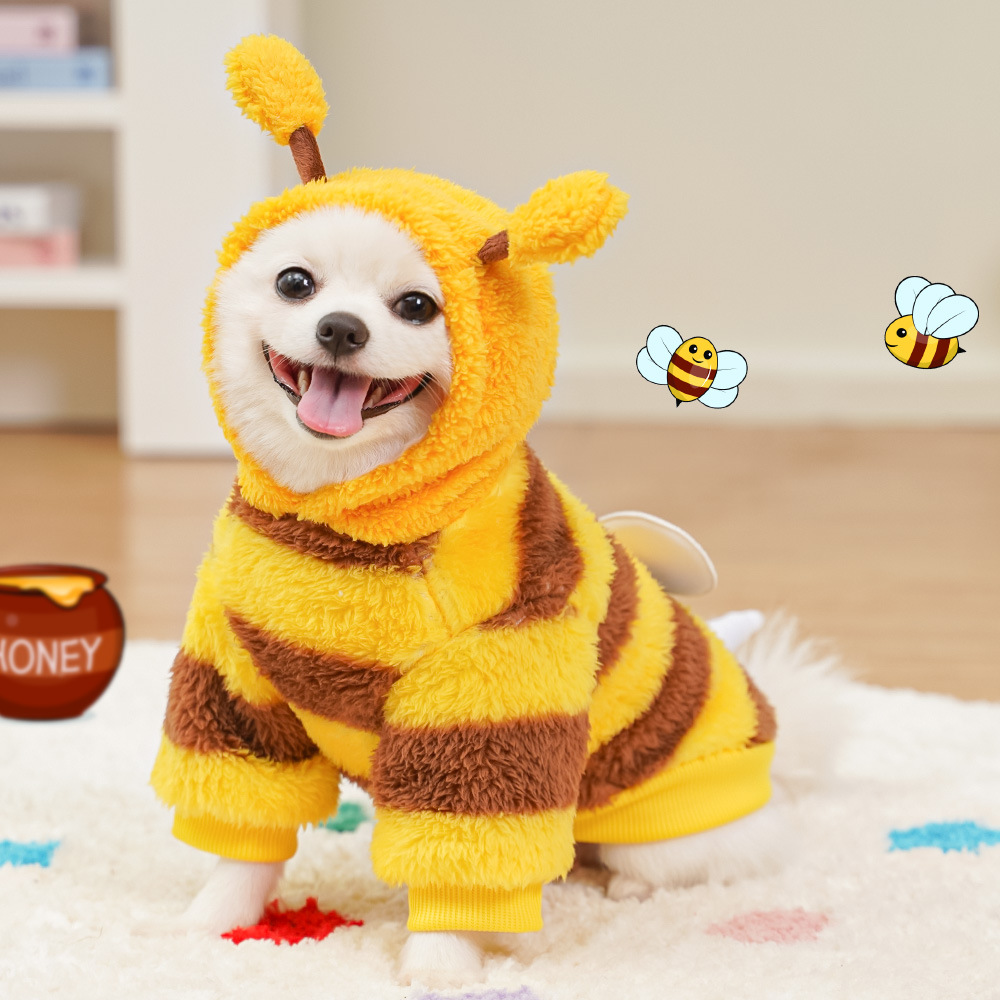 Stylish and Cozy Bee Print Pet Apparel for Dogs and Cats - Ideal for Cold Weather