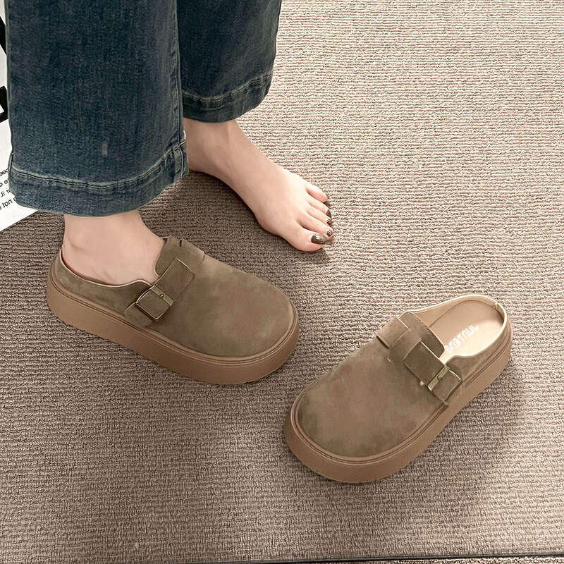 Baotou Half for Women Outwear 2025 Spring Summer New Thick Bottom Height Increasing Slippers