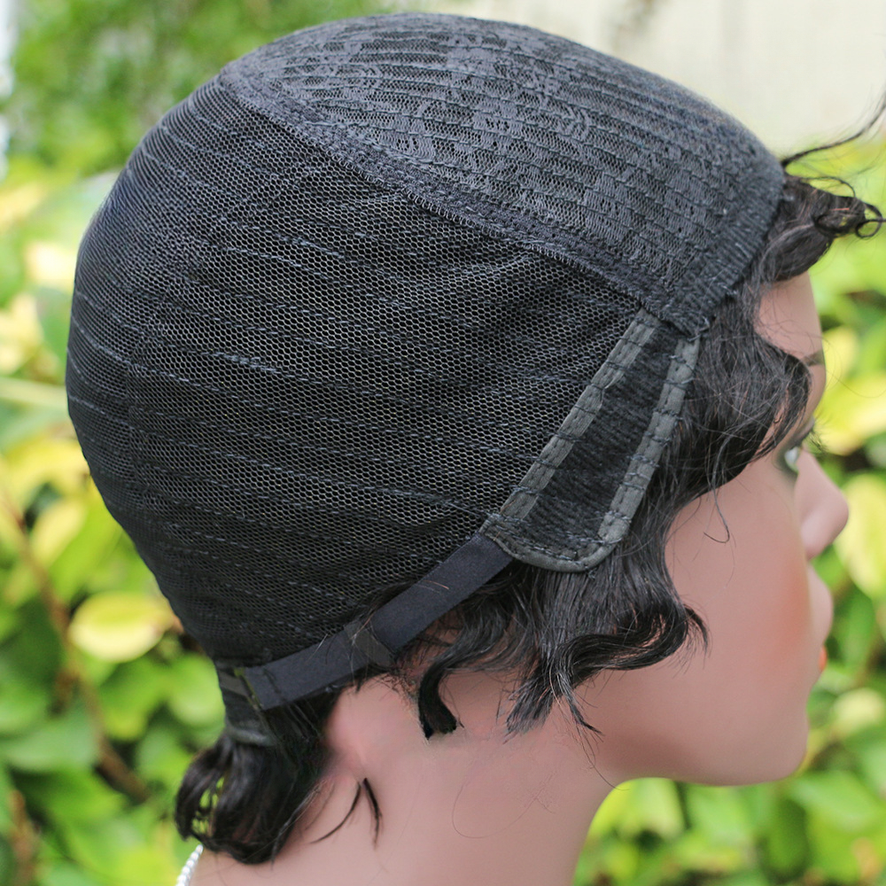 6 Inch Deep Wave Pixie Cut Human Hair Bob Wig - Premium Machine Made Lay Flat Cap with Invisible Hairline - Glueless Wear Natural Looking Short Curly 
