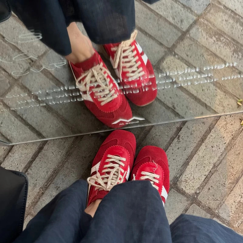 Real Leather German Training Shoes Womens Four Seasons 2025 Fashion Retro Crash Training Running Shoes Forrest Gump Shoes Women 250305