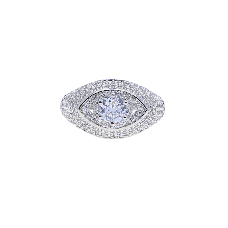 Hip Hop Casting Eye Rings Bling Full 5A Zircons Jewelry Real Gold Plated Cool Men Gift