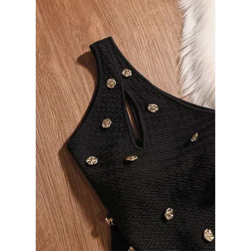 2024 Summer Senior Three-Dimensional Decorative Sg Vest New Slim-Fit Sleeveless Sexy Hollow Knitted Top