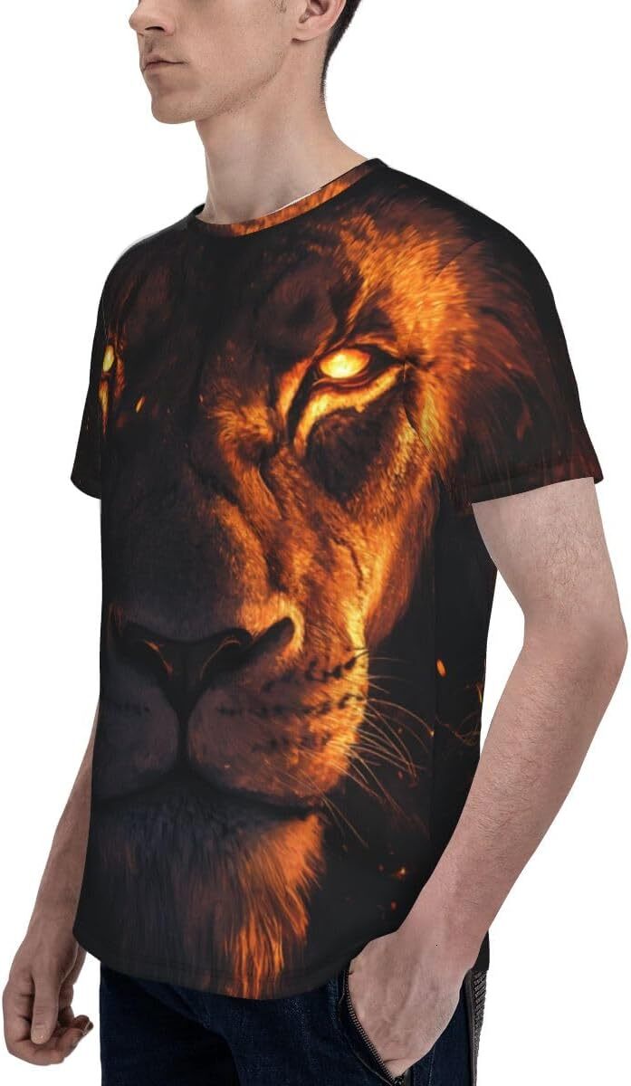 Mens T shirt Unisex Novelty Lion 3D Pattern Printed T-Shirts Flame Animals Graphic Men Women Summer Short Sleeves Tee Top tee Casual tops summer cloth